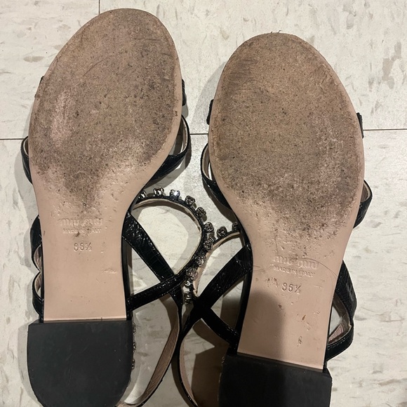 Authentic Miu Miu Black Strappy Sandals with Embellishments - Picture 2 of 2